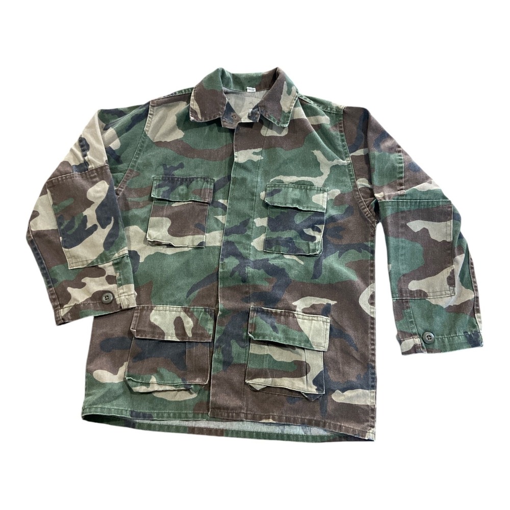 Vintage Camouflage Combat Youth Size 10‎ Long Sleeve Button Jacket Made In USA